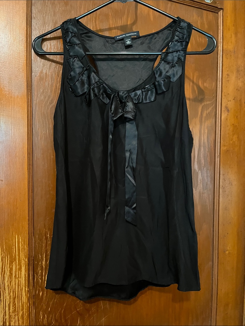 Banana Republic Black Silk-Trim Sleeveless Camisole tank